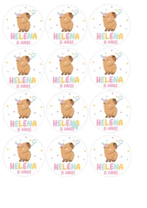 Adesivo Aniversário Capivara para Editar e Imprimir