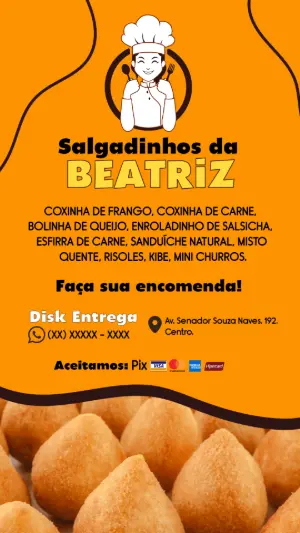 Panfleto de Salgadinhos para Festa para Editar Online