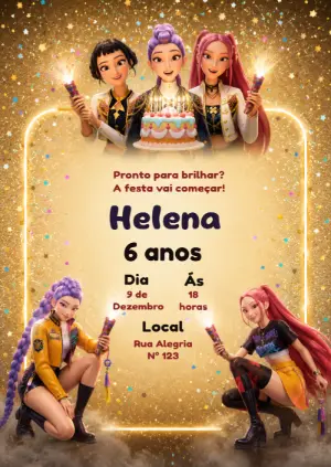 Invitation d'anniversaire KPop Demon Hunters – Statique – KC Design