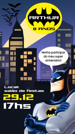 Convite de Aniversário Batman para Editar Online