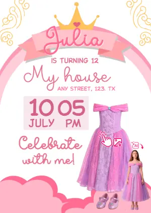 Princess Birthday AI Photo Invite: Become the Character