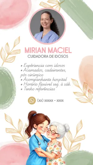 Cartão de Visita Cuidador de Idosos com Foto para Editar Online