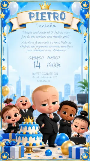 Convite de Aniversário O Poderoso Chefinho para Editar