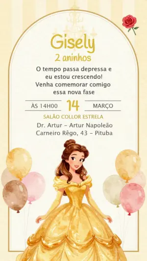 Invitación de cumpleaños Princesas – Estático – CollorGraph EDITOR