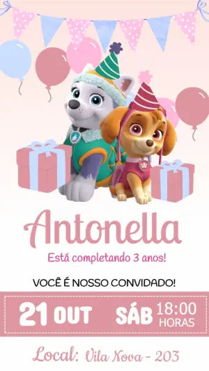 Invito di compleanno Paw Patrol – Statico – Color Art Studio