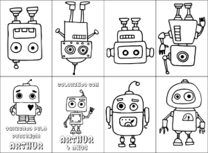 Mini Livro de Colorir Robô para Editar Online e Imprimir