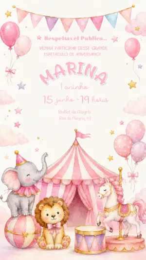 Invitation d'anniversaire Cirque – Statique – Felicity Artes
