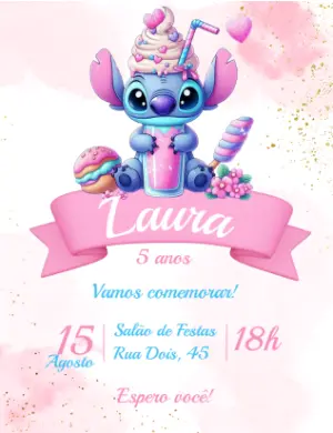 Invitación de cumpleaños Stitch – Estático – Milly Design
