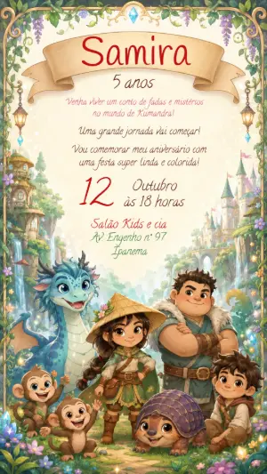 Convite de Aniversário Raya e o Último Dragão Editável
