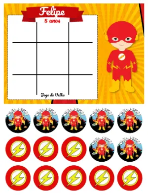 Lembrancinha Jogo da Velha Flash Baby para Editar e Imprimir