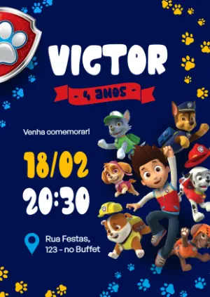 Invito di compleanno Paw Patrol – Statico – Danjo