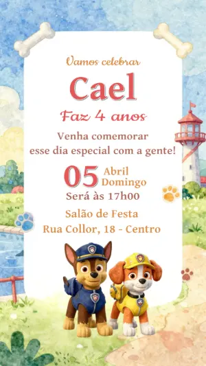 Invito di compleanno Paw Patrol – Statico – CollorGraph EDITOR
