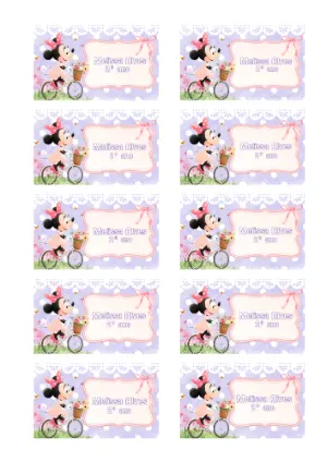 Etiqueta Escolar Minnie de Bicicleta Editável para Imprimir