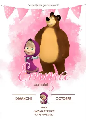 Invitation Anniversaire Masha et Michka à Modifier en Ligne
