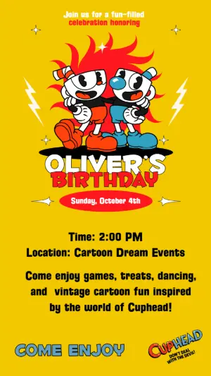Editable CupHead Birthday Invitation Template