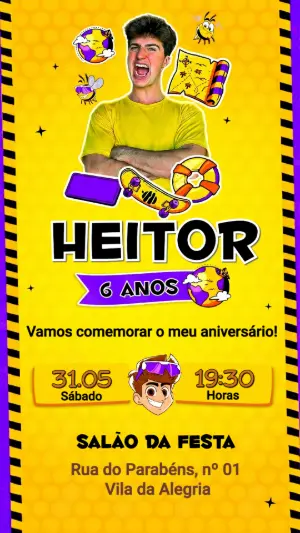 Convite de Aniversário Infantil Aventura Natan por Aí Editável