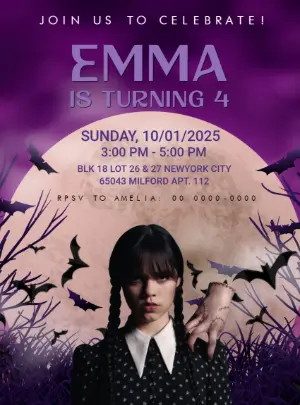 Wednesday Addams Birthday Invitation to Edit Online