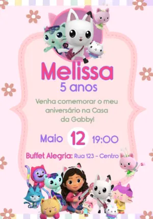 Convite de Aniversário A Casa da Gabby Rosa para Editar