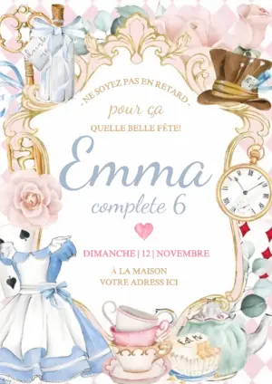 Invitation Anniversaire Alice au pays des merveilles à Éditer