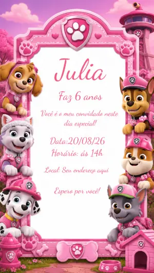 Invito di compleanno Paw Patrol – Statico – Laiane