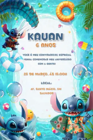 Invitación de cumpleaños Stitch – Estático – CollorGraph Convites