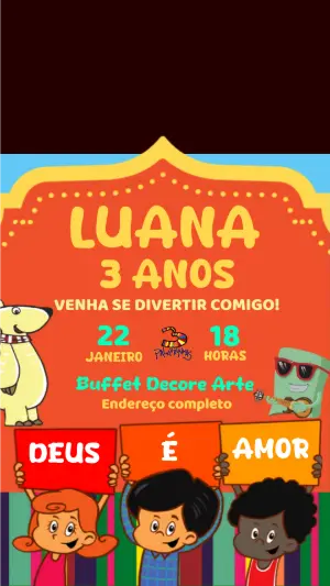 Convite Animado 3 Palavrinhas para Aniversário Infantil Editável