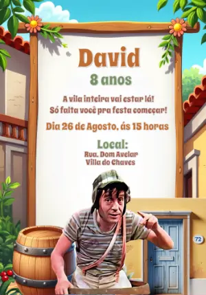 Convite de Aniversário Chaves para Editar Online