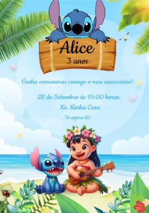 Invitación de cumpleaños Stitch – Estático – Fernanda