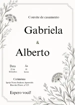 Convite de Casamento Clássico Floral para Editar