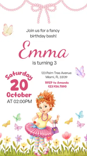 Fancy Girl's Birthday Invitation Editable Template
