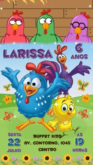 Convite Animado Aniversário Galinha Pintadinha para Editar