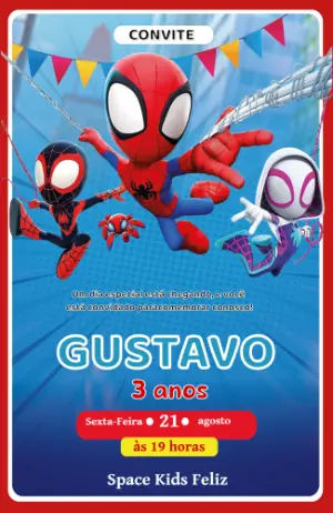 Convite Animado Aniversário Homem-Aranha e Amigos para Editar