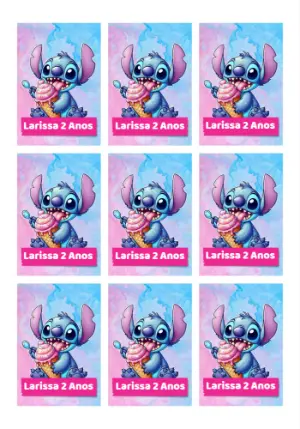 Tag de Aniversário Stitch para Editar e Imprimir