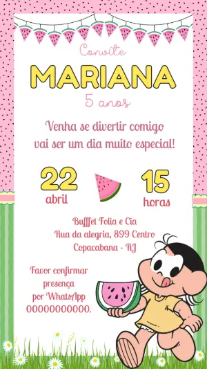 Convite Digital Aniversário Infantil Tema Magali Editável