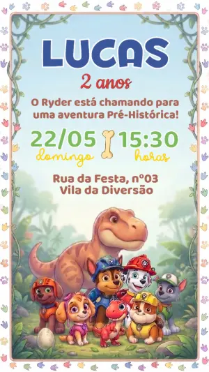 Invito di compleanno Paw Patrol – Statico – Convide aê!