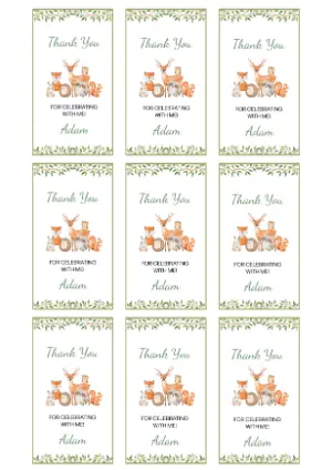 Cute Woodland Birthday Favor Tag - Editable Digital Template
