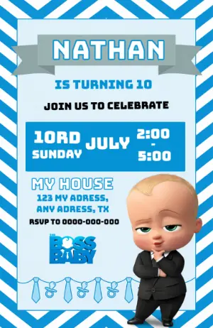 Boss Baby Birthday Invitation for Boys | Editable Template