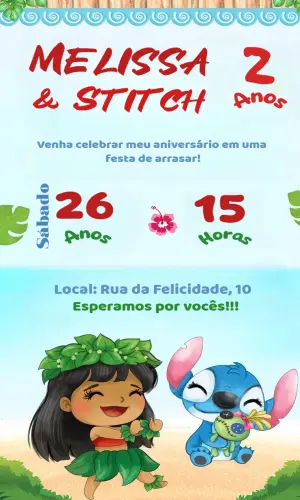 Invitación de cumpleaños Stitch – Estático – Lovers studio