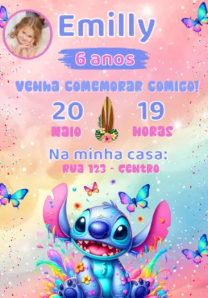 Invitación de cumpleaños Stitch – Estático – Convites e Artes Digitais