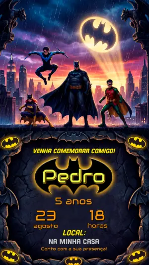 Convite Digital Batman Modelo Editável