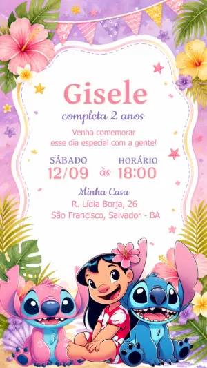 Invitación de cumpleaños Stitch – Estático – CollorGraph EDITOR