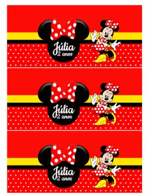 Rótulo para Cofrinho Minnie Vermelha Editável para Imprimir