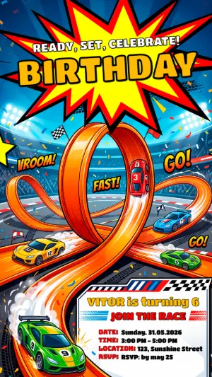Hot Wheels Birthday Invite | Editable Digital Template