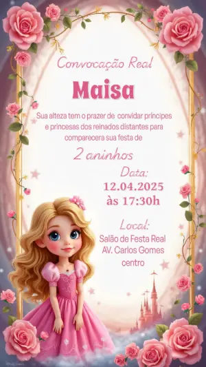Invitación de cumpleaños Princesas – Estático – Gisele
