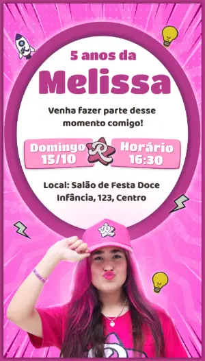 Convite Aniversário Emilly Vick com Foto para Editar Online