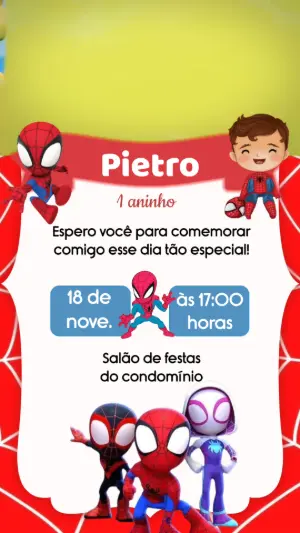 Convite Animado Aniversário Spidey Amazing Friends para Editar