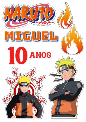 Topo de Bolo Aniversário Naruto para Editar Online