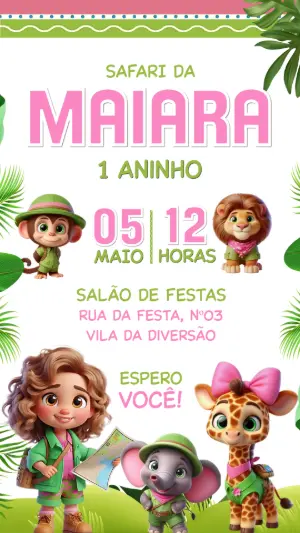 Safari Birthday Invitation – Static – Convide aê!