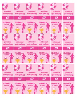 Rótulo Tic Tac Futebol Feminino Rosa Editável para Aniversário
