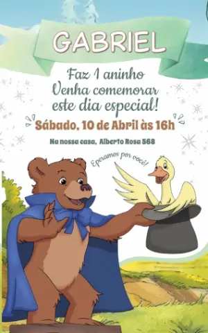 Convite de Aniversário Meu Amigo Urso para Editar Online